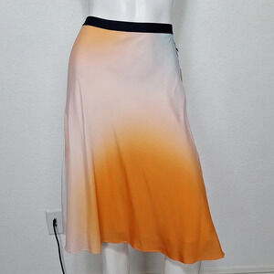 Crosby NEW Preppy Multicolor Cottagecore Ombre Watercolor Coquette Slip Skirt *L